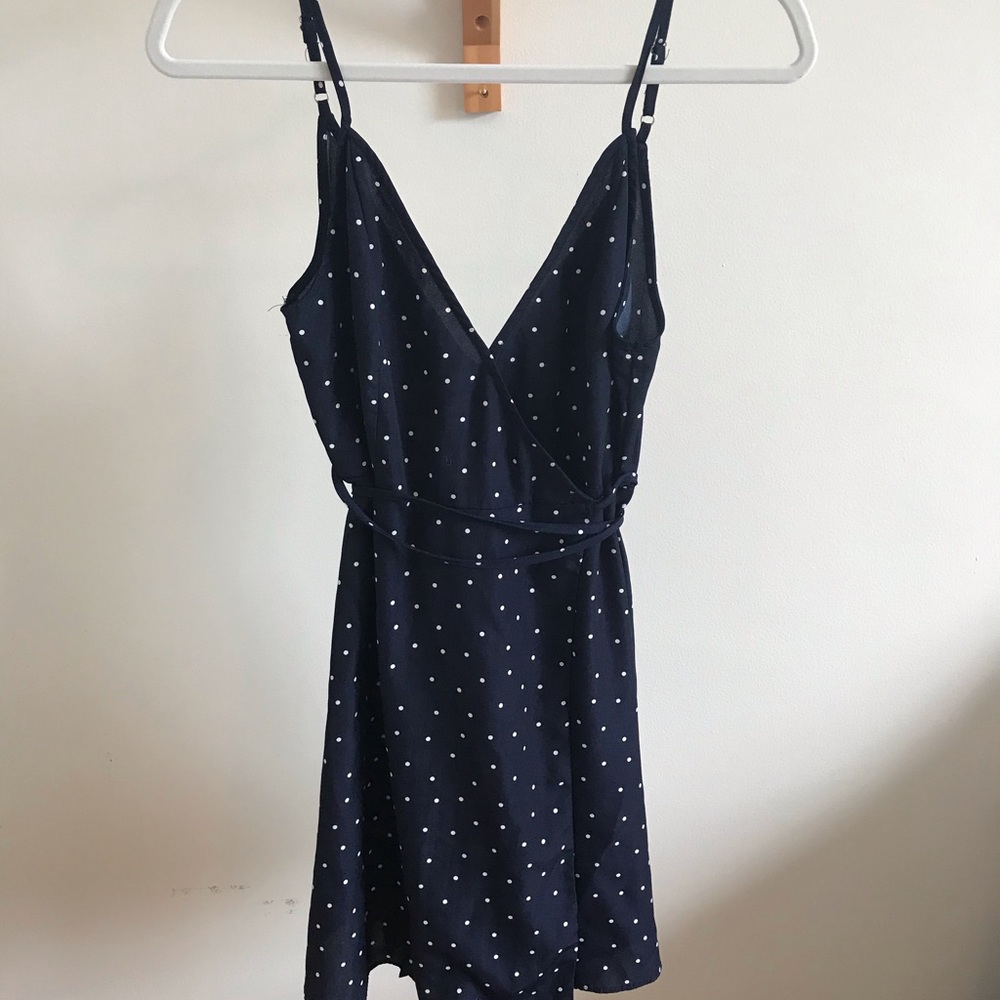 Polka dot wrap mini dress